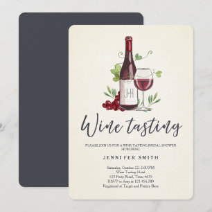 Vrijgezellenfeest voor het testen van wijn nodigt  kaart