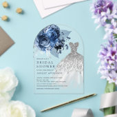 Vrijgezellenfeest voor marineslag en zilveren Flor Acryl Uitnodigingen (Insitu (Huwelijk))