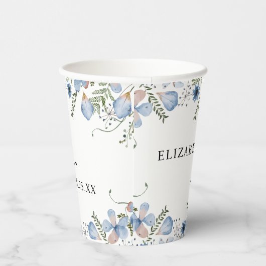 Vrijgezellenfeest voor usty Blue Florals Papieren Bekers (Rechts)