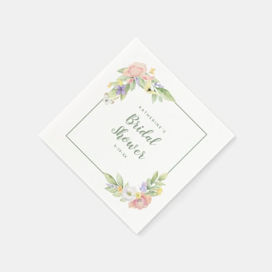 Vrijgezellenfeest Waterverf Bloemenvlinders Papier Servet (Hoek)