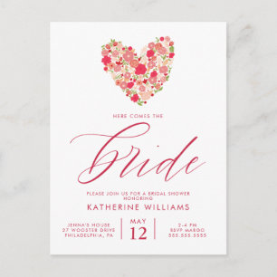 VRIJGEZELLENFEEST   Waterverf Floral Heart Briefka Briefkaart
