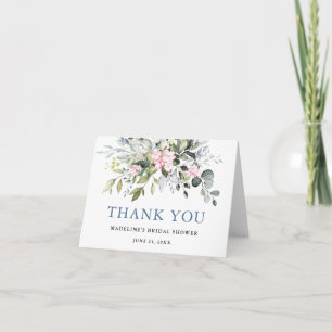 Vrijgezellenfeest Waterverf Greenery Pink Dusty Bl Bedankkaart