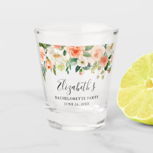 Vrijgezellenfeest Waterverf Koraal Bloemen Shot Glas