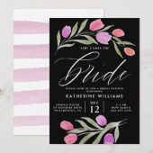 VRIJGEZELLENFEEST | Waterverf Tulip Floral Kaart (Voorkant / Achterkant)