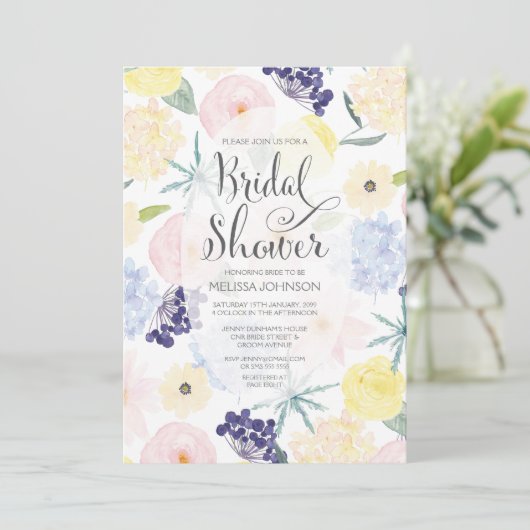 Vrijgezellenfeest Waterverf voorjaar Floral Kaart (Staand voorkant)