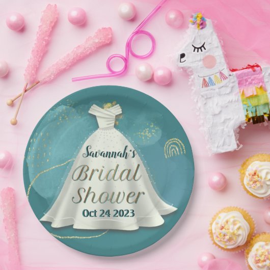 Vrijgezellenfeest Weddenschap Deep Blauwgroen Glit Papieren Bordje (Feest)