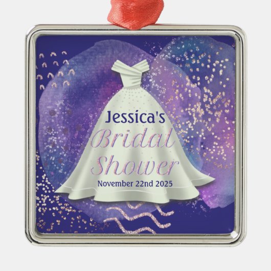 Vrijgezellenfeest Wedding Gown Paars en Roos Gold Metalen Ornament (Voorkant)