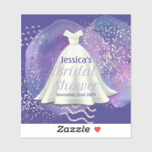 Vrijgezellenfeest Wedding Gown Paars en Roos Gold Sticker