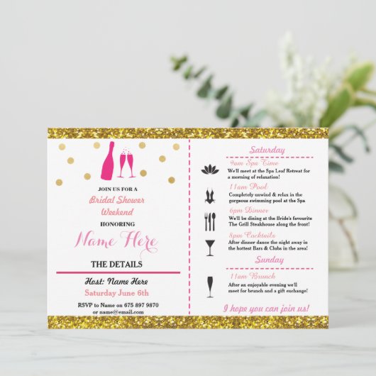 vrijgezellenfeest Weekend Itinerary Champagne Invi Kaart (Staand voorkant)