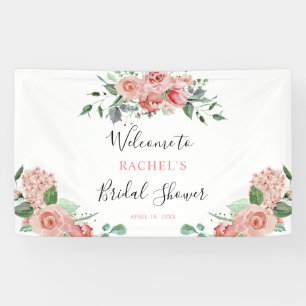 Vrijgezellenfeest welkom Pink Rose Boho Floral chi Spandoek