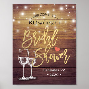 Vrijgezellenfeest Welkom Rustic Wood Champagne Gla Poster