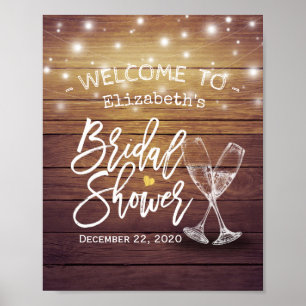 Vrijgezellenfeest Welkom Rustic Wood Champagne Gla Poster