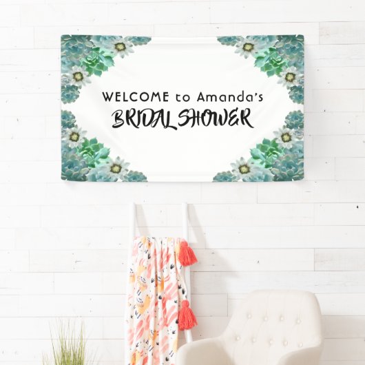 Vrijgezellenfeest welkom witte groene succulturen spandoek