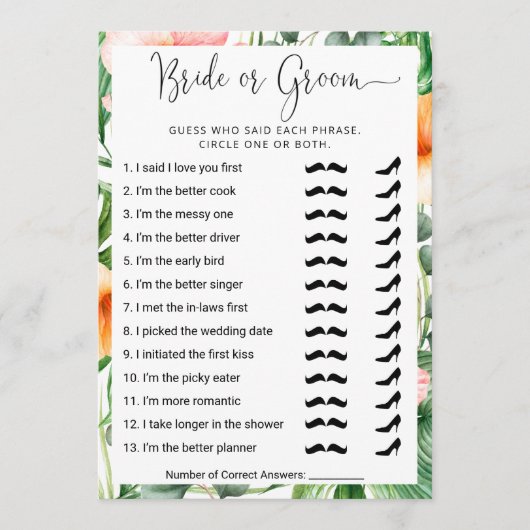 Vrijgezellenfeest Wie kent het echtpaar het beste? Kaart (Voorkant)