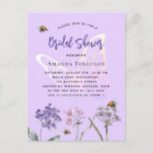 Vrijgezellenfeest wilde bloemen violet vlinder uitnodiging briefkaart (Voorkant)
