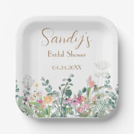 Vrijgezellenfeest Wildflower Boho Bloemen Papier B Papieren Bordje