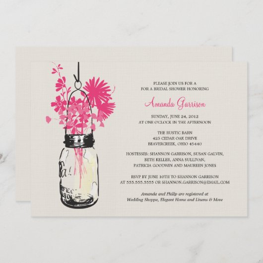 Vrijgezellenfeest Wildflowers & Mason Jar Kaart (Voorkant / Achterkant)