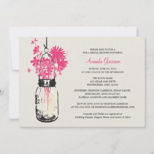 Vrijgezellenfeest Wildflowers & Mason Jar Kaart