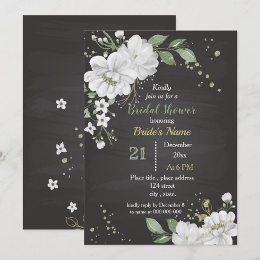 vrijgezellenfeest witte bloemen en groene bladeren kaart (Voorkant / Achterkant)