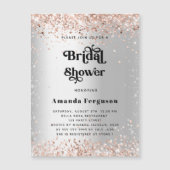 Vrijgezellenfeest zilveren roos goudluxe magnetische uitnodiging (Voorkant)