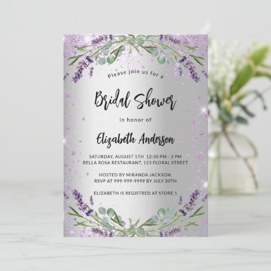 Vrijgezellenfeest zilverlavendel eucalyptus luxe kaart (Staand voorkant)