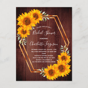 Vrijgezellenfeest zonnebloemen bruin hout briefkaart