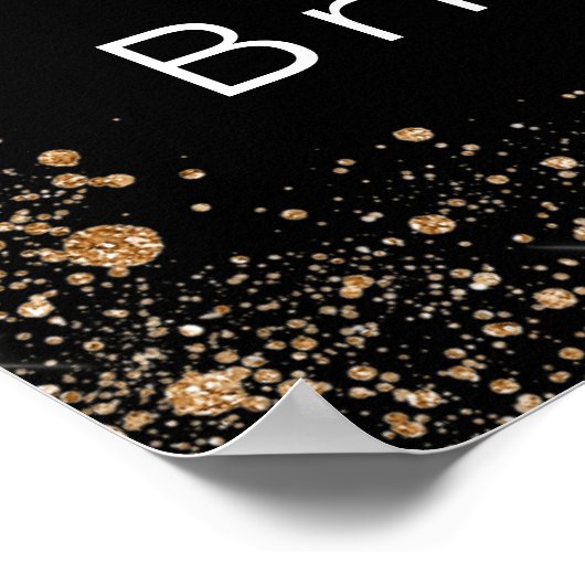 Vrijgezellenfeest zwarte gouden glitter welkom poster (Hoek)