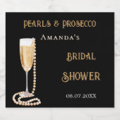 Vrijgezellenfeest zwarte roze parels prosecco sparkling wijnetiket (Enkel label)