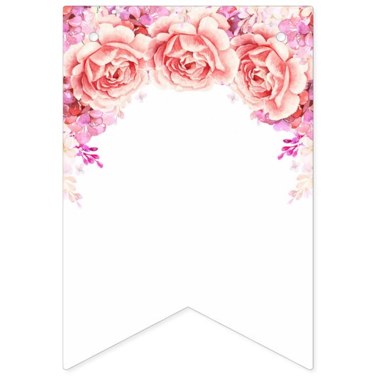 Vrijgezellenfeesten Banner Roze Waterverf Bloemen (Eerste vlag)