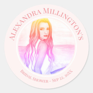 Vrijgezellenfeesten Blonde Hair Girl op strand Ronde Sticker