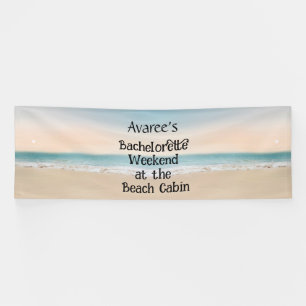 Vrijgezellenstrandfeest bij het huttenbanner spandoek