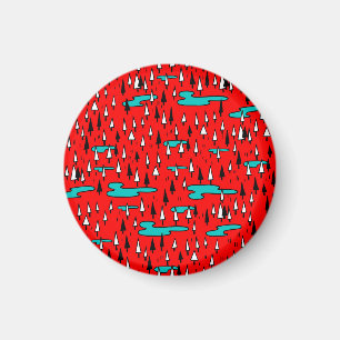 Vrijhandige bomen: Scandinavisch kerstpatroon. Magneet