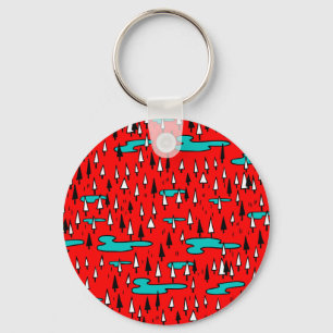 Vrijhandige bomen: Scandinavisch kerstpatroon. Sleutelhanger
