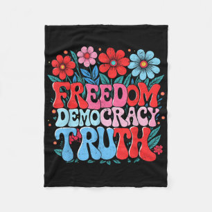 Vrijheid Democratie Waarheid Retro Bloemen 70s 4 j Fleece Deken