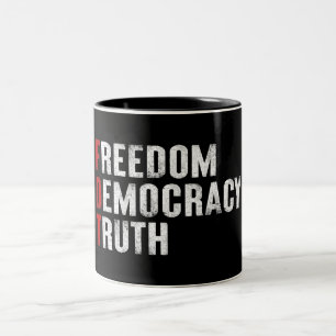 Vrijheid Democratie Waarheid Tweekleurige Koffiemok