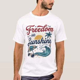 Vrijheid En Zonneschijn Vintage Strand T-shirt Ont