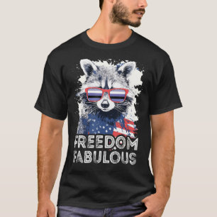 Vrijheid Fabulous Raccoon Perifluid Zonnebril Vlag T-shirt