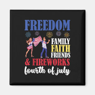 Vrijheid Familie Geloof Vrienden & Kamp; Vuurwerk Magneet