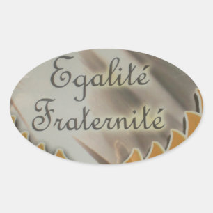 Vrijheid, gelijkheid, broederschap: een bloeiende  ovale sticker
