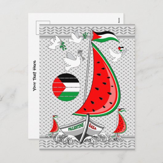 Vrijheid Global Sumud Flotilla boten naar Gaza Feestdagenkaart (Voorkant / Achterkant)