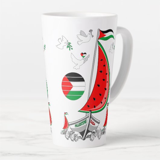 Vrijheid Global Sumud Flotilla boten naar Gaza Latte Mok (Rechterhoek)