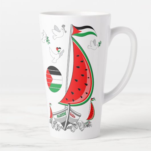 Vrijheid Global Sumud Flotilla boten naar Gaza Latte Mok (Rechts)