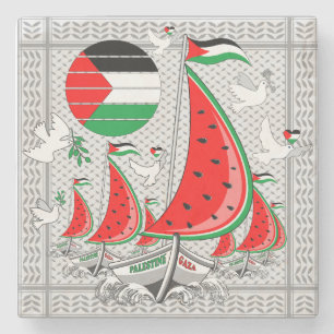 Vrijheid Global Sumud Flotilla boten naar Gaza Stenen Onderzetter