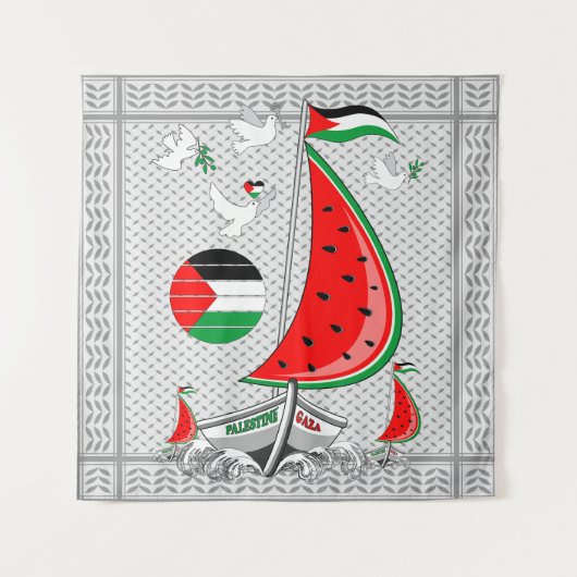 Vrijheid Global Sumud Flotilla boten naar Gaza Wandkleed (Voorkant)