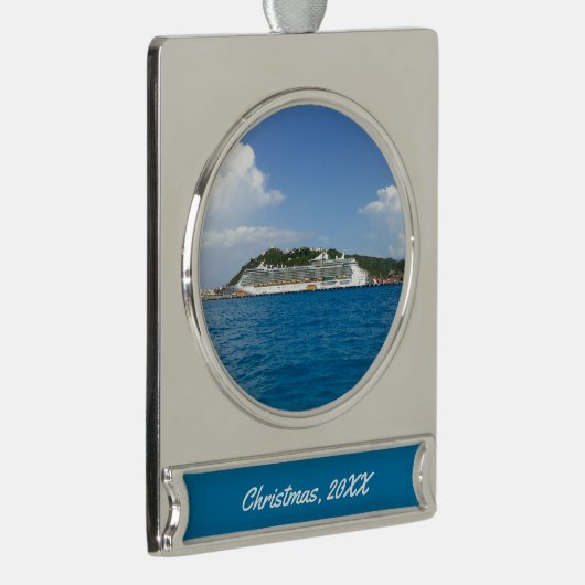 Vrijheid in Caraïbisch Aangepaste Datie Verzilverd Banner Ornament (Rechts)