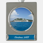 Vrijheid in Caraïbisch Aangepaste Datie Verzilverd Banner Ornament (Voorkant)