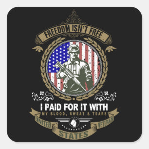 Vrijheid is geen vrije veteraan vierkante sticker