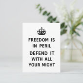 Vrijheid is in Peril. Verdedig het met al uw mogel Briefkaart (Staand voorkant)
