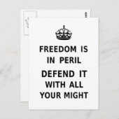 Vrijheid is in Peril. Verdedig het met al uw mogel Briefkaart (Voorkant / Achterkant)