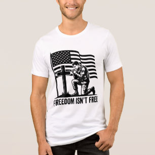 Vrijheid is niet gratis knielende soldaat patriott Tri-Blend shirt